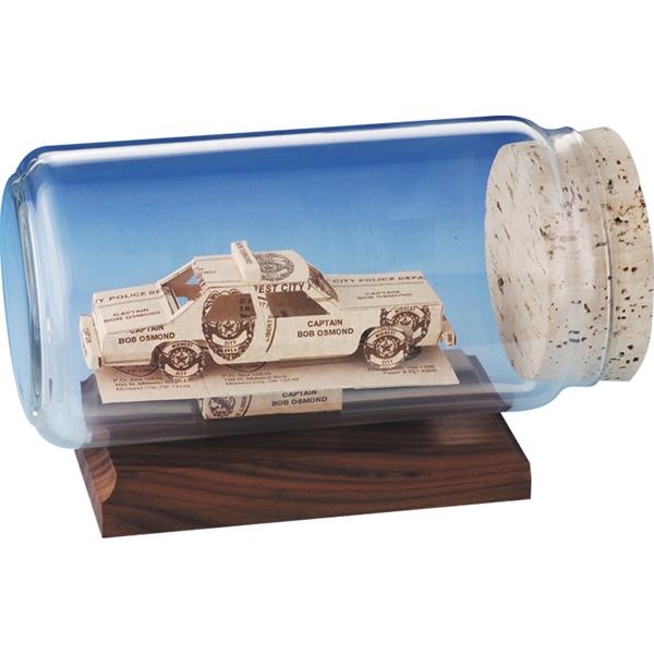 Stock business card sculpture in bottle on base. Bottle size: 8... from ASI 54100 Fields Manufacturing Inc