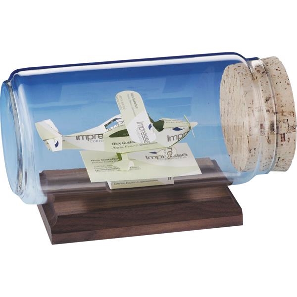 Stock business card sculpture in bottle on base. Bottle size: 8... from ASI 54100 Fields Manufacturing Inc