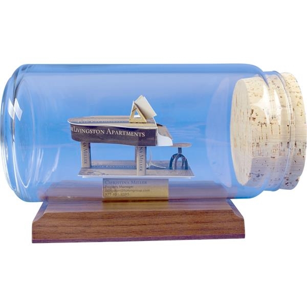 Stock business card sculpture in bottle on base. Bottle size: 8... from ASI 54100 Fields Manufacturing Inc