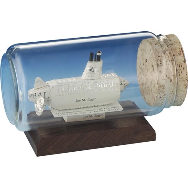 Stock business card sculpture in bottle on base. Bottle size: 8... from ASI 54100 Fields Manufacturing Inc