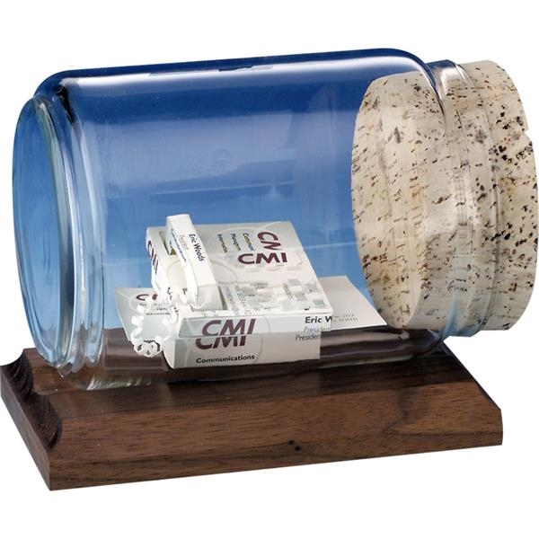 Stock business card sculpture in bottle on base. Bottle size: 8... from ASI 54100 Fields Manufacturing Inc