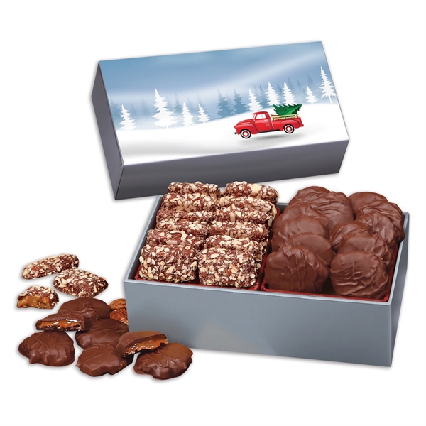 Gift box with a classic red truck sleeve filled with English... from ASI 68680 Maple Ridge Farms Inc
