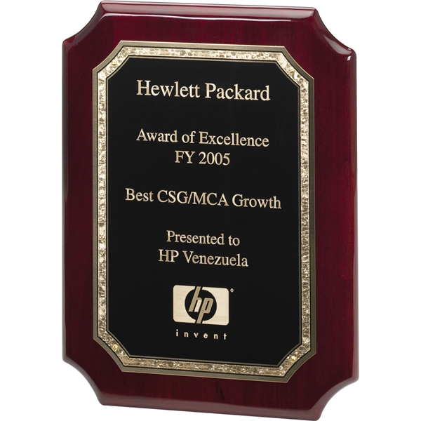 Rosewood piano finish wood plaque with notched corners.... from ASI 54100 Fields Manufacturing Inc / Professional Gallery