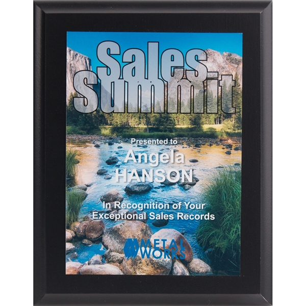 Sublimated wood panel with black finish award.... from ASI 54100 Fields Manufacturing Inc / Professional Gallery