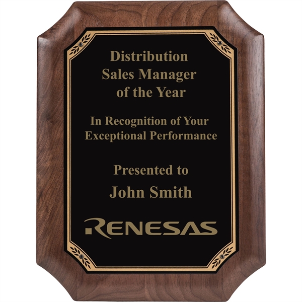 Walnut wood plaque with notched corners.... from ASI 54100 Fields Manufacturing Inc / Professional Gallery