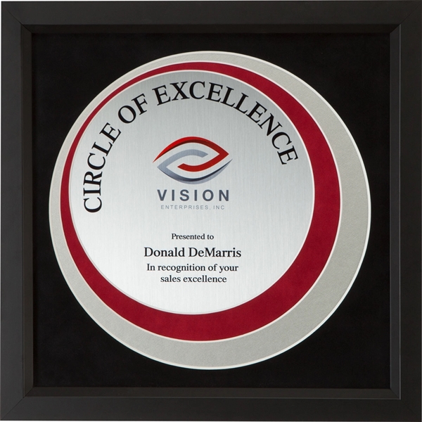 Framed award with black wood beveled frame.... from ASI 54100 Fields Manufacturing Inc