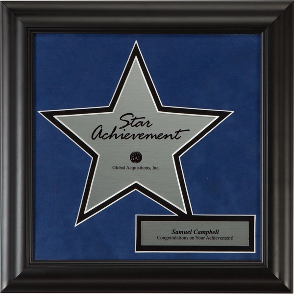 Framed award with black wood frame and silver metal star plate.... from ASI 54100 Fields Manufacturing Inc / Professional Gallery