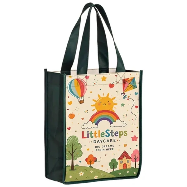 Square laminated gift tote with full color imprint, ideal for promotional... from ASI 67557 LimeLight Ent / Limelight USA