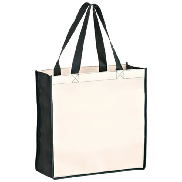 Laminated shopper tote with 5 inch gusset and full color imprint,... from ASI 67557 LimeLight Ent / Limelight USA