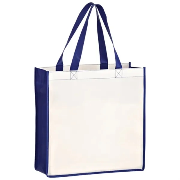 Laminated shopper tote with 5 inch gusset and full color imprint,... from ASI 67557 LimeLight Ent / Limelight USA