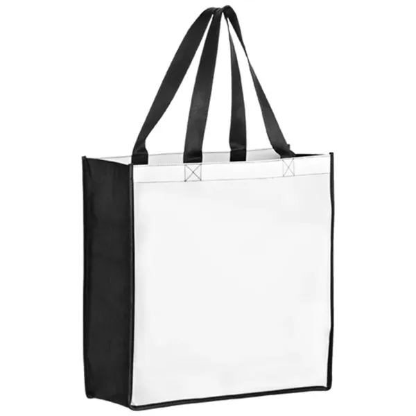 Laminated shopper tote with 5 inch gusset and full color imprint,... from ASI 67557 LimeLight Ent / Limelight USA