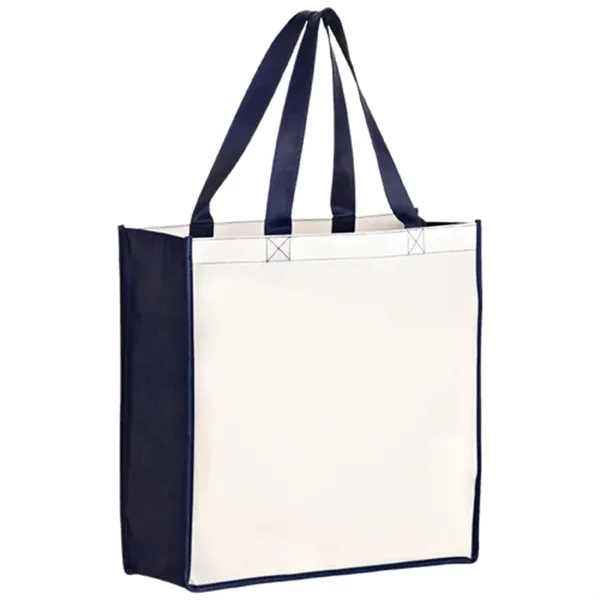 Laminated shopper tote with 5 inch gusset and full color imprint,... from ASI 67557 LimeLight Ent / Limelight USA