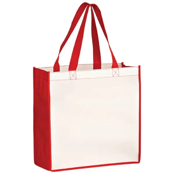 Laminated shopper tote with 5 inch gusset and full color imprint,... from ASI 67557 LimeLight Ent / Limelight USA