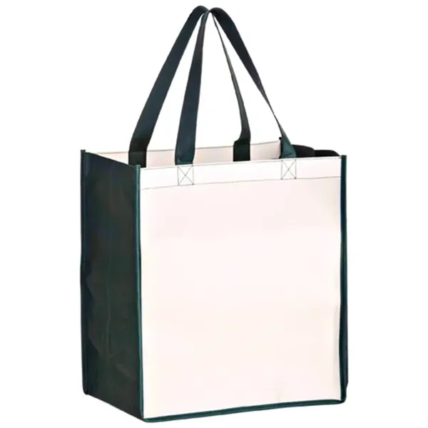 Extra capacity laminated shopper tote with full color imprint, promotional, custom... from ASI 67557 LimeLight Ent / Limelight USA