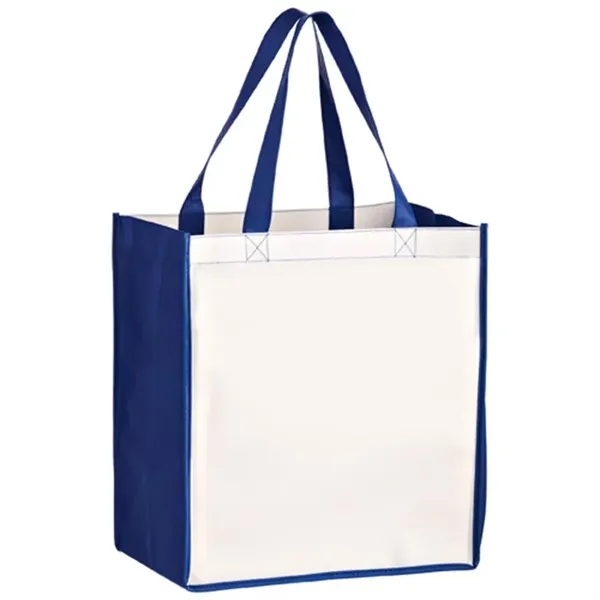 Extra capacity laminated shopper tote with full color imprint, promotional, custom... from ASI 67557 LimeLight Ent / Limelight USA
