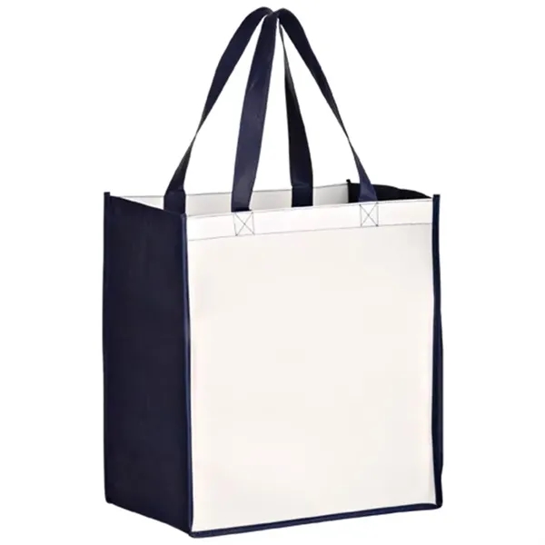 Extra capacity laminated shopper tote with full color imprint, promotional, custom... from ASI 67557 LimeLight Ent / Limelight USA