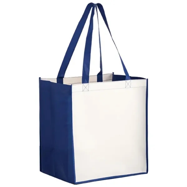 Laminated reusable grocery tote with wide gusset and full color imprint,... from ASI 67557 LimeLight Ent / Limelight USA