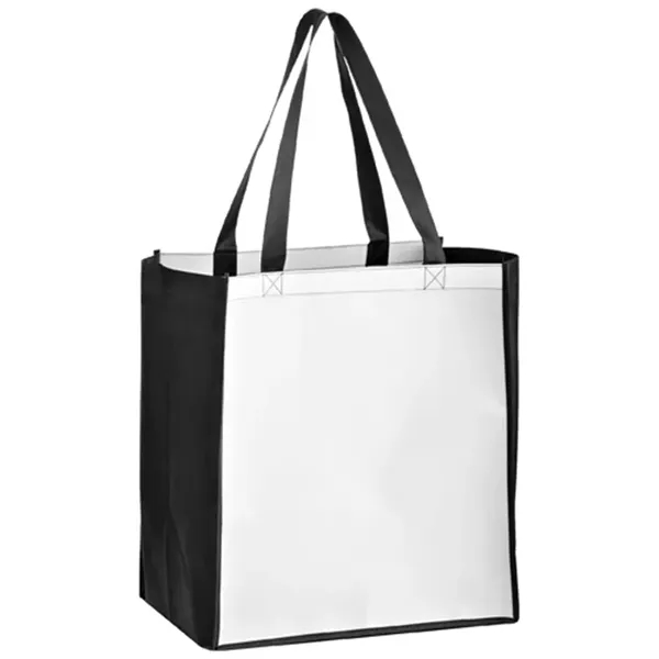 Laminated reusable grocery tote with wide gusset and full color imprint,... from ASI 67557 LimeLight Ent / Limelight USA