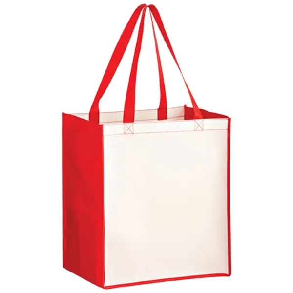 Laminated reusable grocery tote with wide gusset and full color imprint,... from ASI 67557 LimeLight Ent / Limelight USA