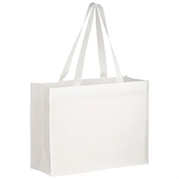 Laminated large shopper tote with 6 inch gusset and full color... from ASI 67557 LimeLight Ent / Limelight USA