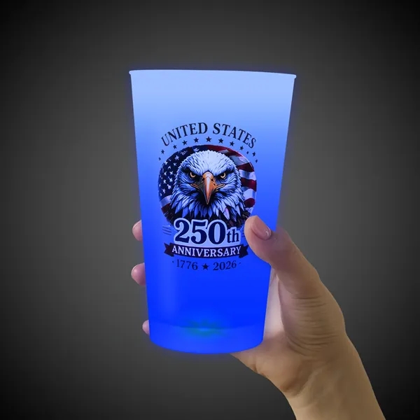 Item #PAT511EA USA 250th Anniversary Blue LED 16 oz. Cup