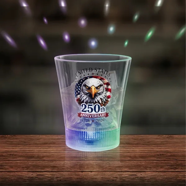 Item #PAT801EA USA 250th Anniversary LED Disco Ball 8 oz. Rocks Glass