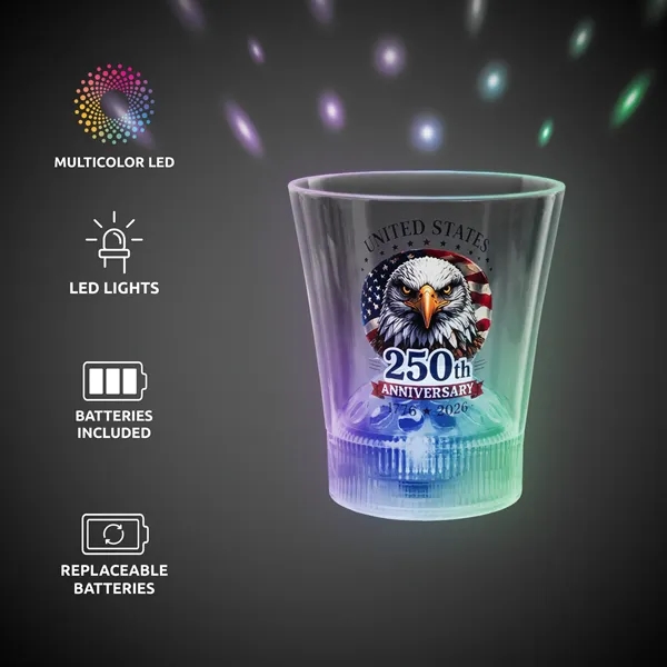 Item #PAT801EA USA 250th Anniversary LED Disco Ball 8 oz. Rocks Glass