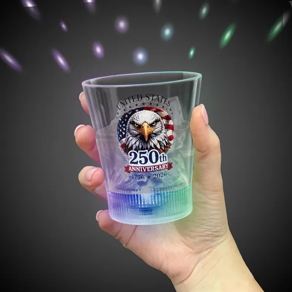 Item #PAT801EA USA 250th Anniversary LED Disco Ball 8 oz. Rocks Glass
