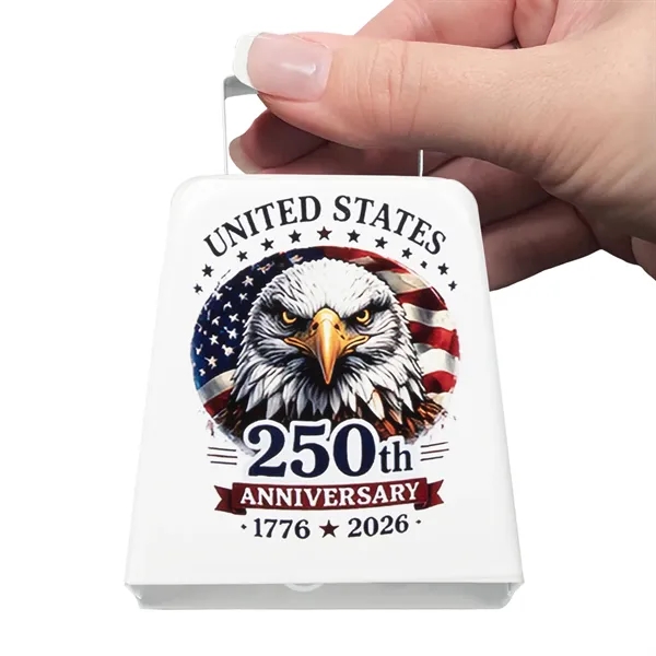 Item #PAT208EA USA 250th Anniversary Large White Cowbell