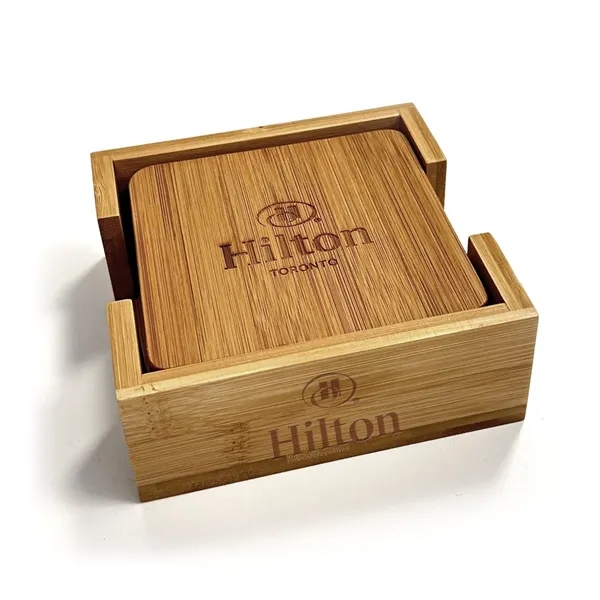 Item #KW515B Bamboo Coasters And Gift Box Set