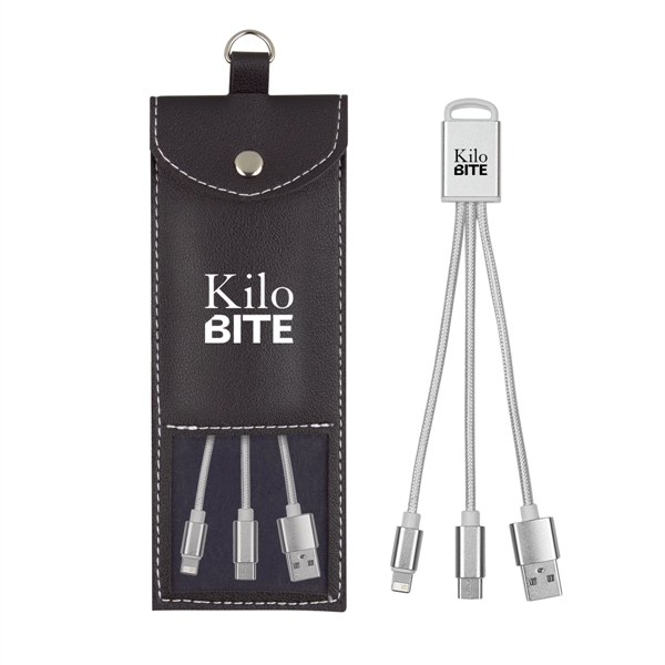 Square buddy charging kit with 3-in-1 braided connectors and a storage... from ASI 61125 Hit Promotional Products