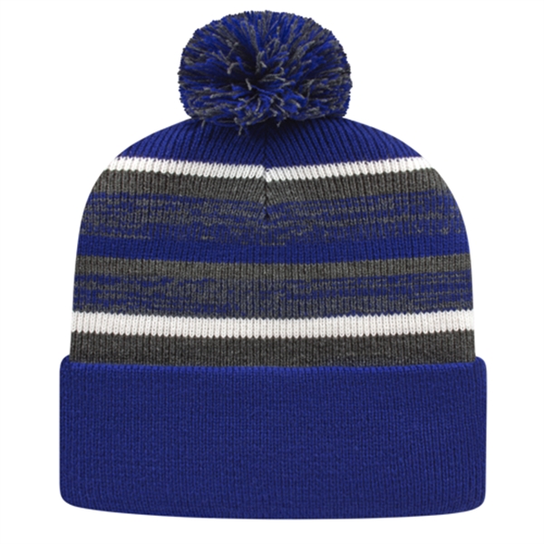 Acrylic knit cap with variegated striped polyester fleece lining, cuff and... from ASI 43792 Cap America Inc