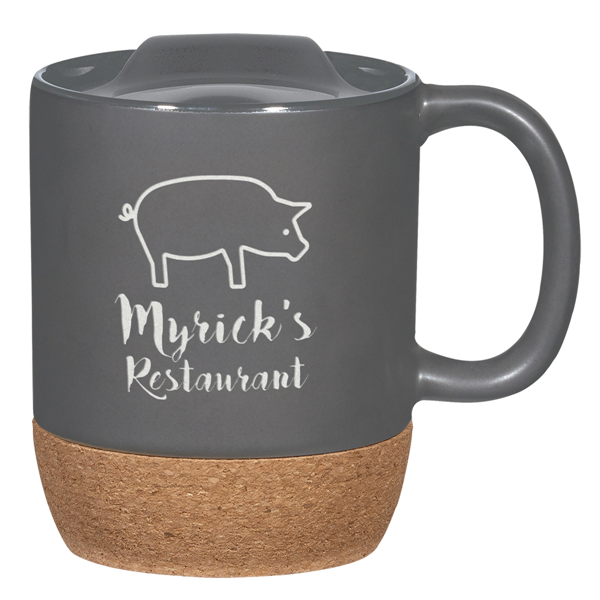 14 oz. mug with cork base that protects hands and surfaces... from ASI 61125 Hit Promotional Products / Hit®