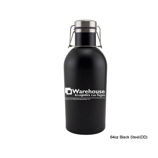 64 oz. Black steel growler (Double Wall).... from ASI 92133 777 Promotional Products Inc