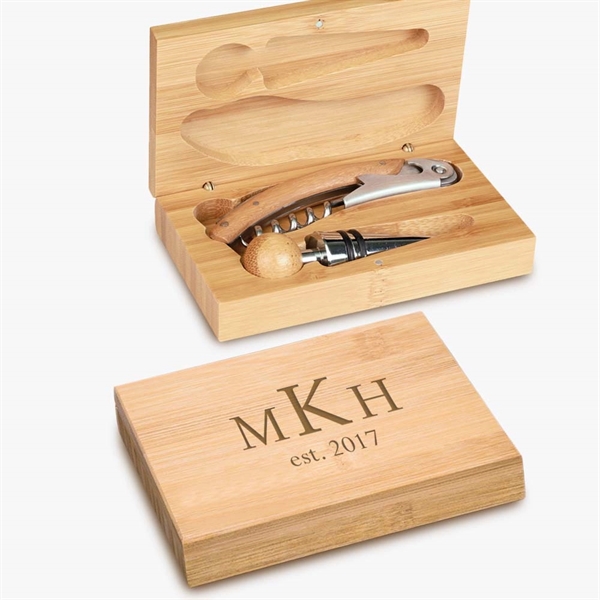 Set includes: corkscrew bottle opener and stopper. The wood on the... from ASI 73010 Natico Originals Inc