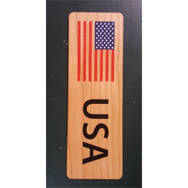 6" x 2" x .09" hardwood printed USA flag bookmark. Made... from ASI 92531 Unique Custom Products / UCP