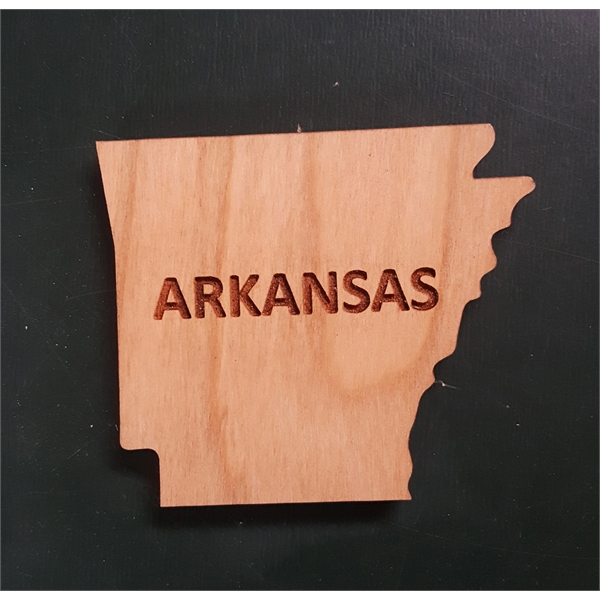 2" hardwood magnets featuring the shape of the State of Arkansas;... from ASI 92531 Unique Custom Products / UCP