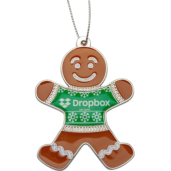 2.5" die cast zinc alloy gingerbread man-shaped hanging holiday ornament.... from ASI 52263 EMT / EMT EMT EASY