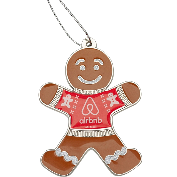 2.5" die cast zinc alloy gingerbread man-shaped hanging holiday ornament.... from ASI 52263 EMT / EMT EMT EASY