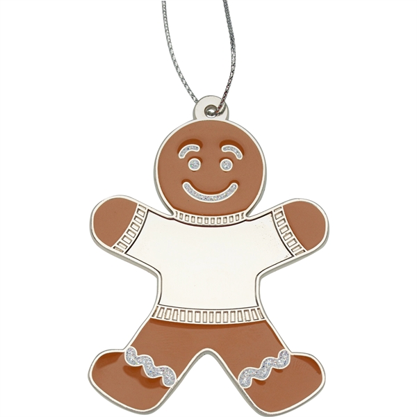 2.5" die cast zinc alloy gingerbread man-shaped hanging holiday ornament.... from ASI 52263 EMT / EMT EMT EASY
