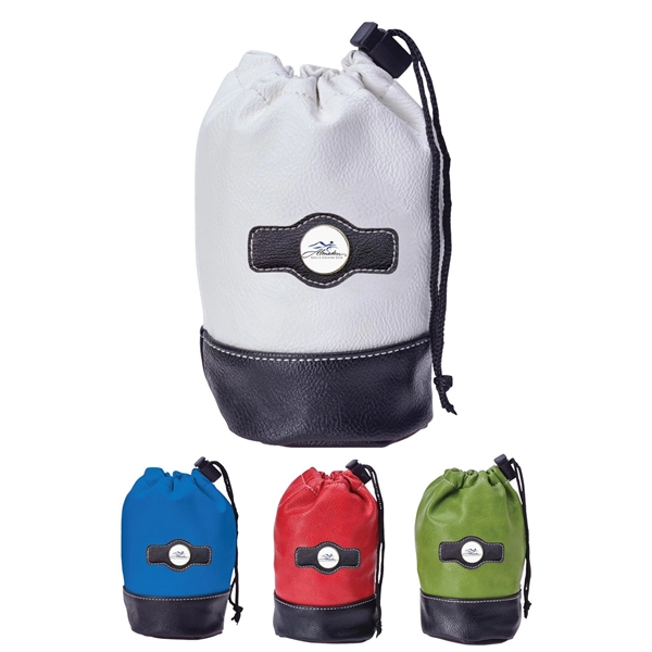 7" x 4" vinyl two-tone valuables pouch with cinch drawstring closure.... from ASI 57653 Gold Bond