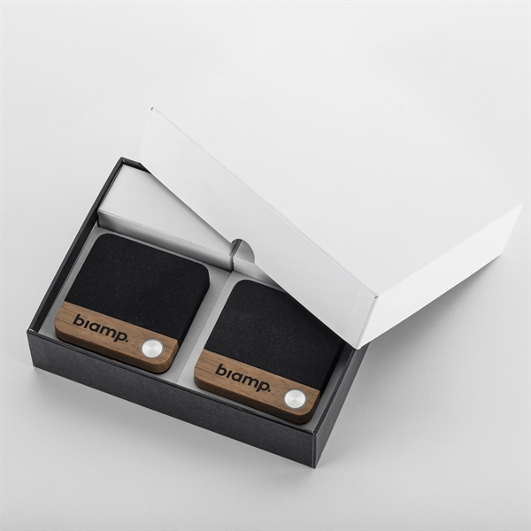Pair of 2 15/16" x 2 15/16" wood-accented Bluetooth speakers with... from ASI 91435 Tomax USA / Tomax
