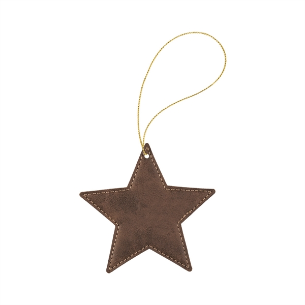 4" x 4" x 1/8" star-shaped PU leatherette hanging holiday ornament... from ASI 74601 Calico