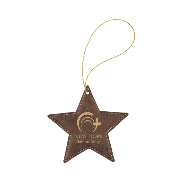 4" x 4" x 1/8" star-shaped PU leatherette hanging holiday ornament... from ASI 74601 Calico