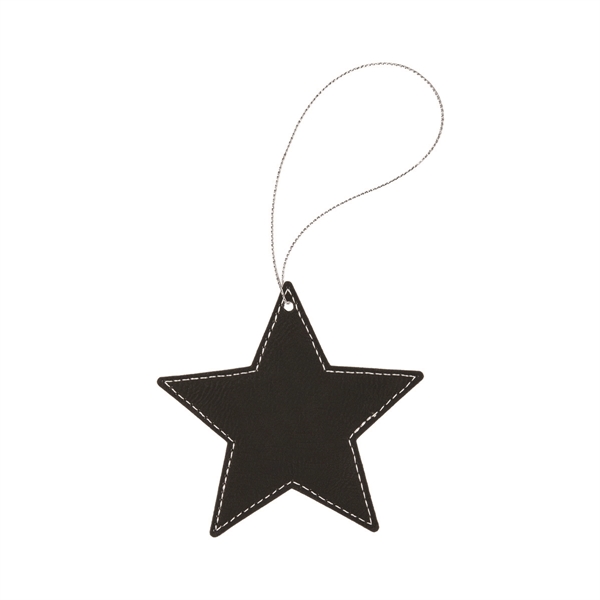 4" x 4" x 1/8" star-shaped PU leatherette hanging holiday ornament... from ASI 74601 Calico