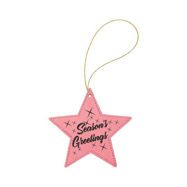 4" x 4" x 1/8" star-shaped PU leatherette hanging holiday ornament... from ASI 74601 Calico