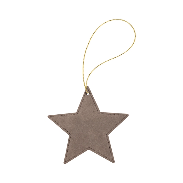 4" x 4" x 1/8" star-shaped PU leatherette hanging holiday ornament... from ASI 74601 Calico
