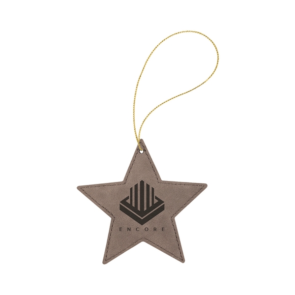 4" x 4" x 1/8" star-shaped PU leatherette hanging holiday ornament... from ASI 74601 Calico