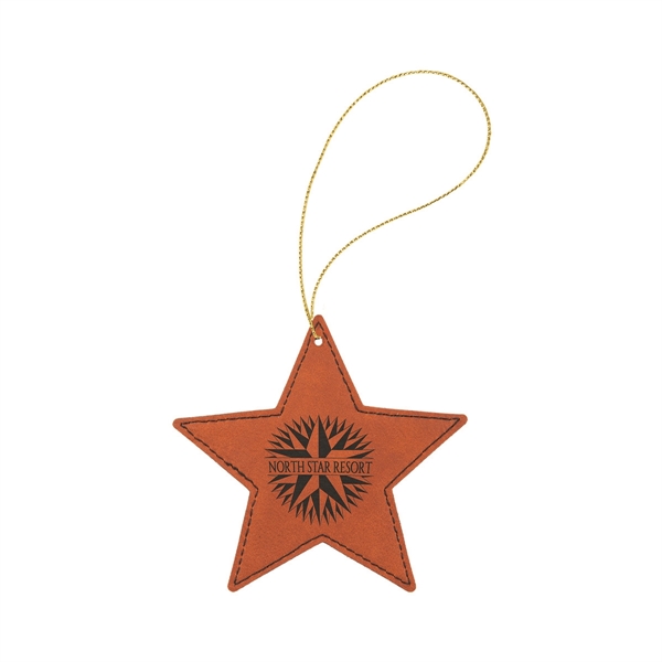 4" x 4" x 1/8" star-shaped PU leatherette hanging holiday ornament... from ASI 74601 Calico