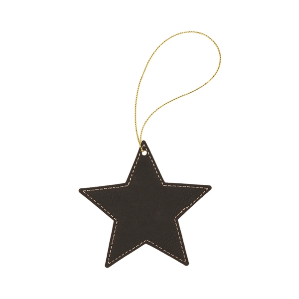 4" x 4" x 1/8" star-shaped PU leatherette hanging holiday ornament... from ASI 74601 Calico